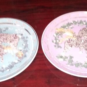Matthew Williamson Blue and Purple Animal Print Plates